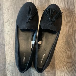 Black loafer flats